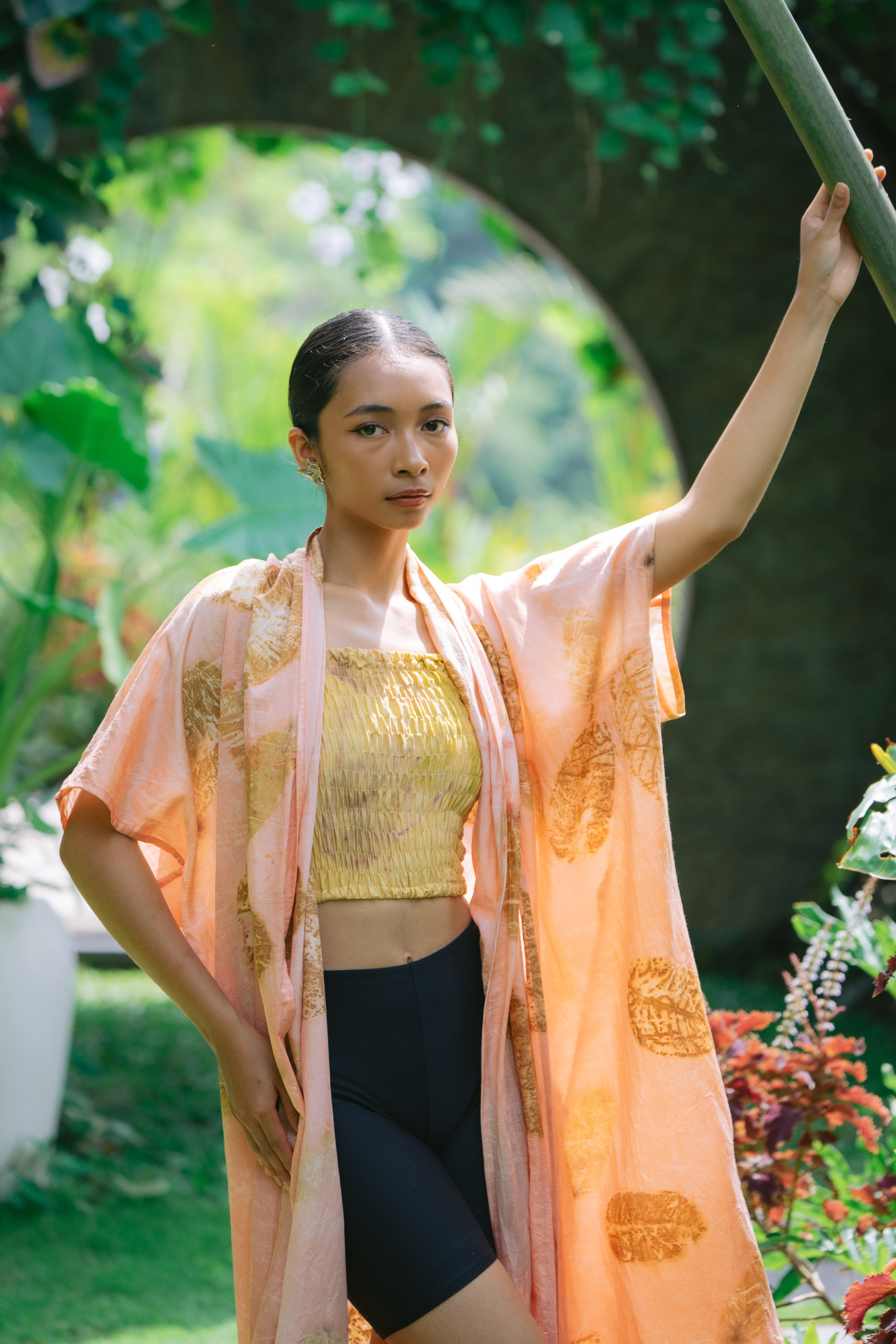 The Yogini β Pink, Brown, Green & Yellow Cotton Silk Eco Print Pyjamas